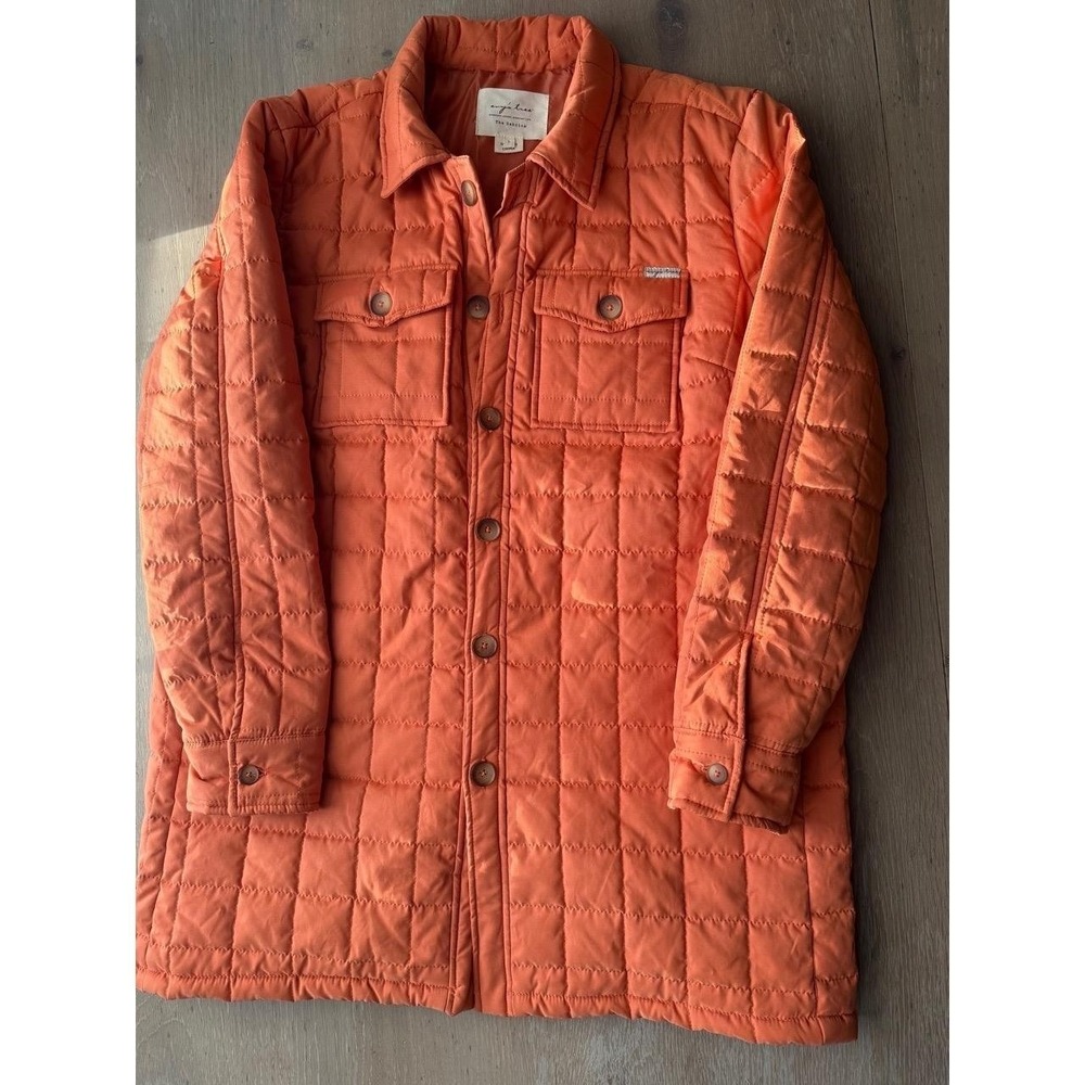 Evy's Tree Quilted Jacket Womens Size L Light Orange‎ Terra Cotta Button Front - Picture 2 of 9